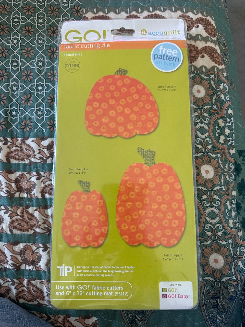 AccuQuilt GO! Orange Pumpkin Fabric Cutting Die – 3 Pumpkin Shapes